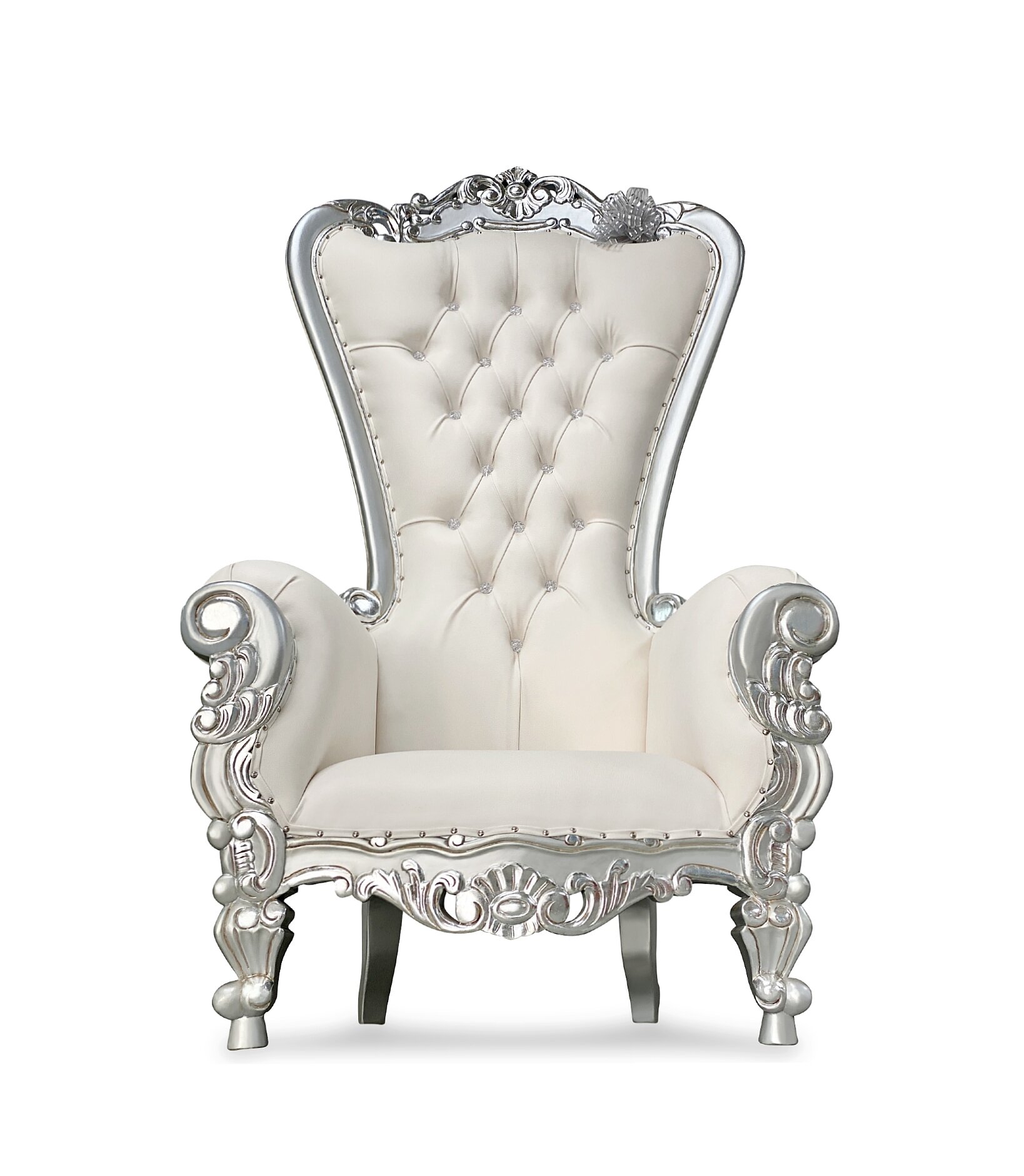 White and Silver Throne Chair